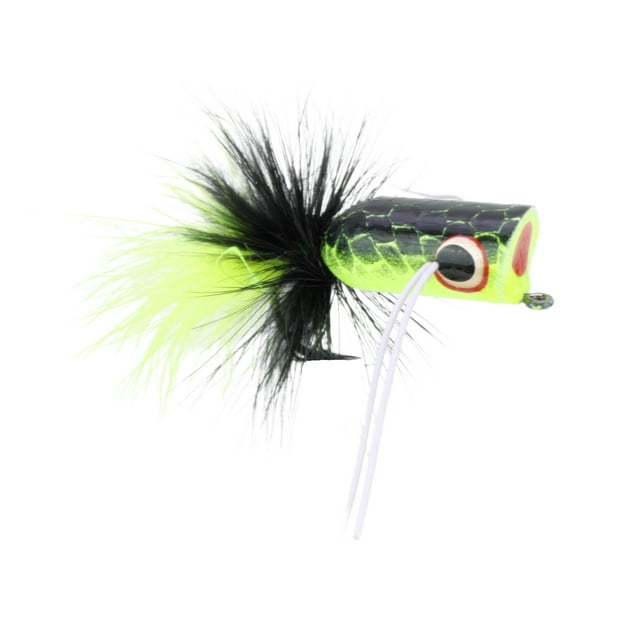 Wild Water Fly Fishing Chartreuse and Black Bass Popper, Size 2, Qty. 4