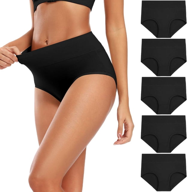 Braguitas posparto de cintura alta de algodón para mujer, color negro, XXL