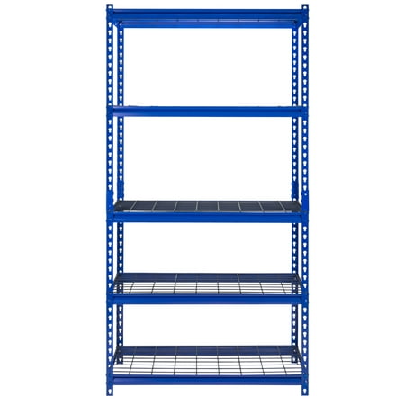 Muscle Rack 36"W x 18"D x 72"H 5-Shelf Steel and Wire Freestanding Shelves, Blue