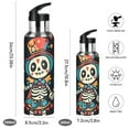 thumbnail image 2 of Cute Clown Skeleton Mardi-gras Halloween Sports Bottle with Straw Stainless Steel Water Jug Portable Thermal Cup Leak-proof 600ML, 2 of 9