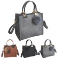 thumbnail image 2 of Bolso de mano para mujer, bolso con asa superior, bolso de hombro tipo bandolera con colgante de pompón, 2 of 7