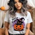 thumbnail image 3 of Hocus Purrcus Cat Shirt for Adults, Funny Witch Pumpkin Graphic Tee, White, Size L, 3 of 6