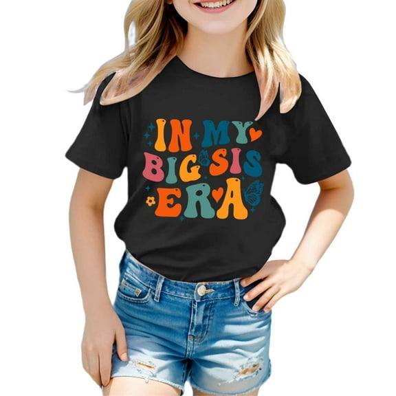 Aihuaihua Toddler Girl Shirts 4t Cartoon Print Short Sleeve T-Shirts Fashion Crew Neck Vacation Tops Little Girls Clothes 3-4 Years