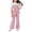 Pink, variant on HBGVBA Girls 2 Piece Outfit Short Sleeve Colorblock Top with Wide Leg Pants Casual Set for 4-13 Years
