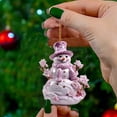 thumbnail image 3 of Adornos colgantes únicos de muñeco de nieve rosa para Navidad, estilo único, lindos colgantes con estampado de dibujos animados, decoración para árbol de Navidad, decoración navideña, 3 of 4