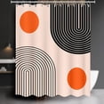 thumbnail image 3 of Mid Century Shower Curtain Modern Minimalist Boho Sun Rainbow Geometric Shower Curtains Set Contemporary Abstract Aesthetic Art Bathroom Curtain Decoration with 12 Hooks Beige, 72x72 Inch, 3 of 6