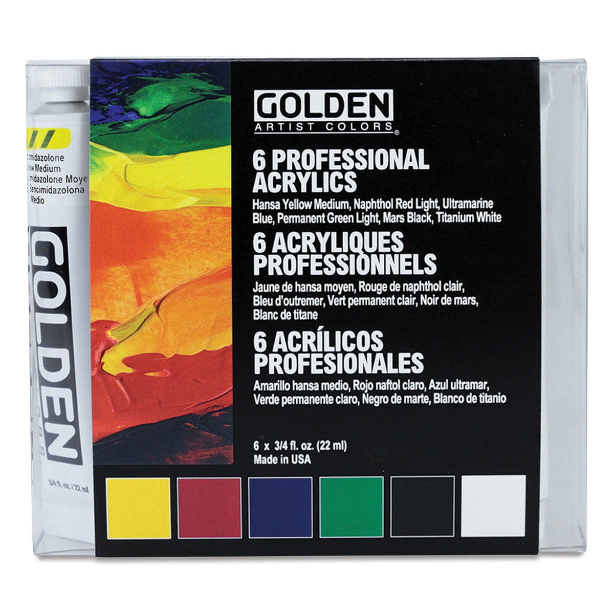 Golden Heavy Body Artist Acrylic Introductory Set, .75 oz, 6 Assorted Colors