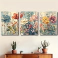 thumbnail image 2 of 3pc with frame -Floral triptych canvas wall art themed canvas wall art print - wrapped canvas frame, high quality ink, 2 of 8