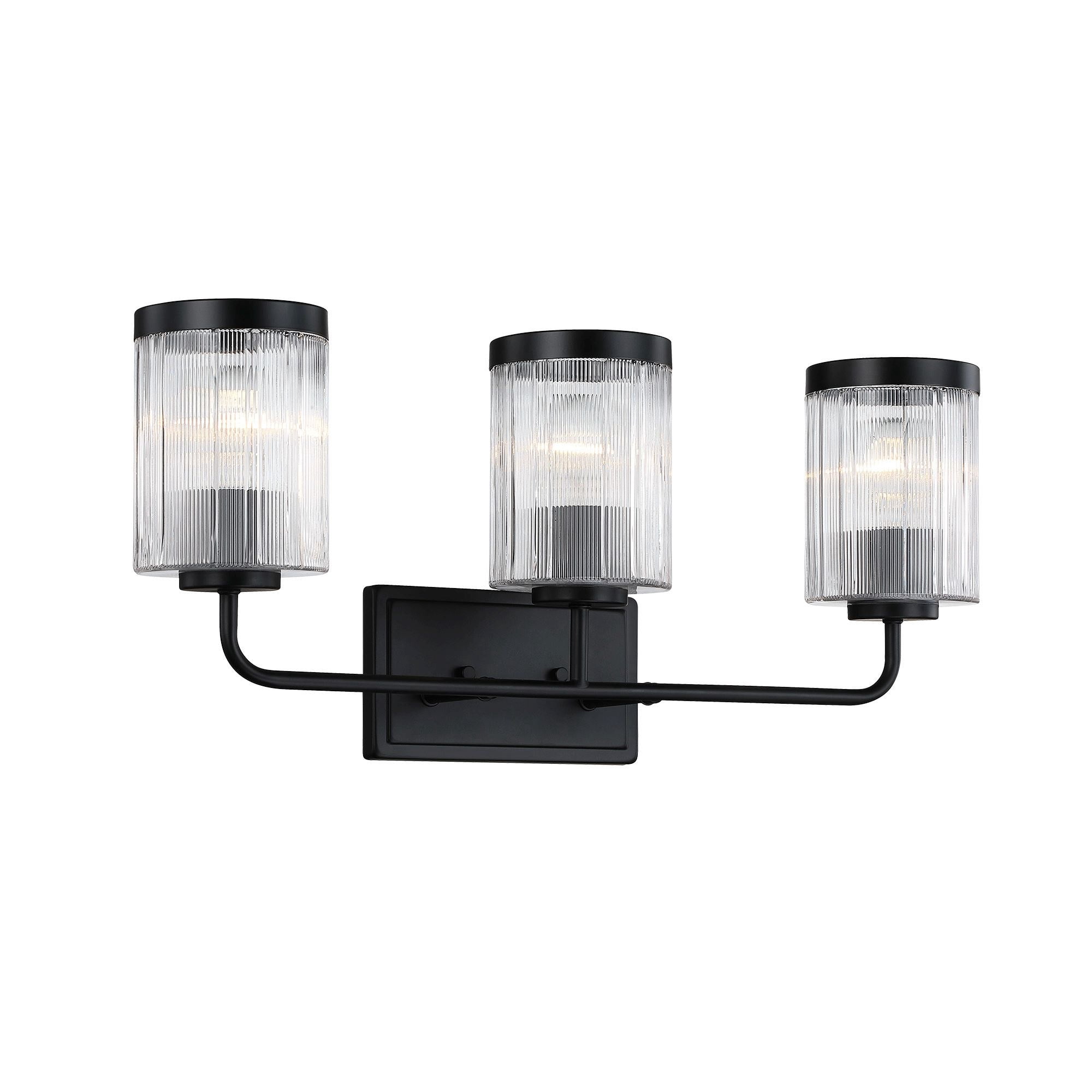 Aspen 24 in. 3-Light Matte Black Vanity Wall Light for Bathrooms