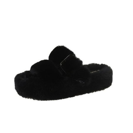 

CoCopeanut Plush Family Slippers for Women Winter Faux Fur Fluffy Indoor Carpet Female Slipper Platform Flat Home Ladies Fuzzy Warm ShoesS