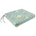 thumbnail image 4 of Jordan Manufacturing 17" x 19" Alonzo Fresco Blue and Green Medallion Rectangular Outdoor Chair Pad Seat Cushion with Ties (2 Pack), 4 of 11