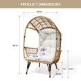 thumbnail image 4 of Pellebant Indoor Outdoor Wicker Egg Chair with Cushion Freestanding Oversized Patio PE Rattan Chair Basket in Beige, 4 of 8
