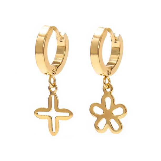 1 par de pendientes de aro circulares de acero inoxidable ESSFF para mujeres y hombres, joyería de moda de Color dorado al por mayor Tan Jianjun unisex