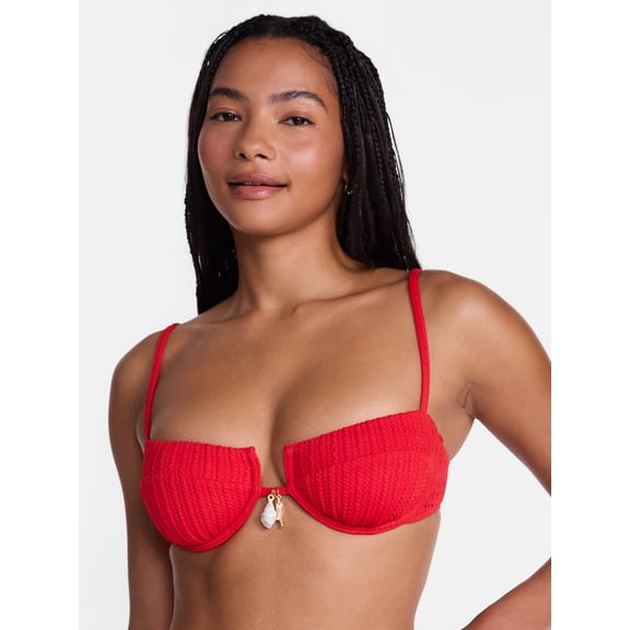 No Boundaries Chili Pepper Charm Underwire Bikini Swim Top, Women's XXS-XXL