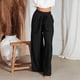 thumbnail image 3 of Pantalones Anchos Pantalones largos informales de pierna ancha con cordones para mujer, pantalones largos de verano a la moda (negro XL) Kuymtek para Mujer Negro T S, 3 of 6