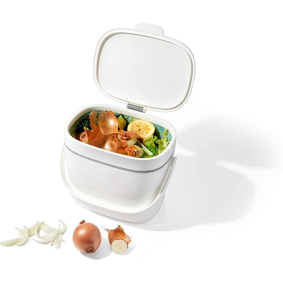 1.75 GAL Good Grips Easy-Clean Compost Bin – White, Perfect for Kitchen Scraps & Eco-Friendly Waste Storage