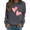 thumbnail image 5 of Craaazy Women's Heart Printed Valentines Shirts Crewneck Loose Long Sleeve Tops Gifts, 5 of 9