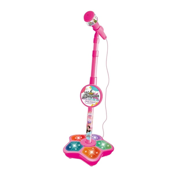 Máquina de karaoke, juguetes musicales, micrófono para cantar y luces intermitentes para el escenario. Rojo