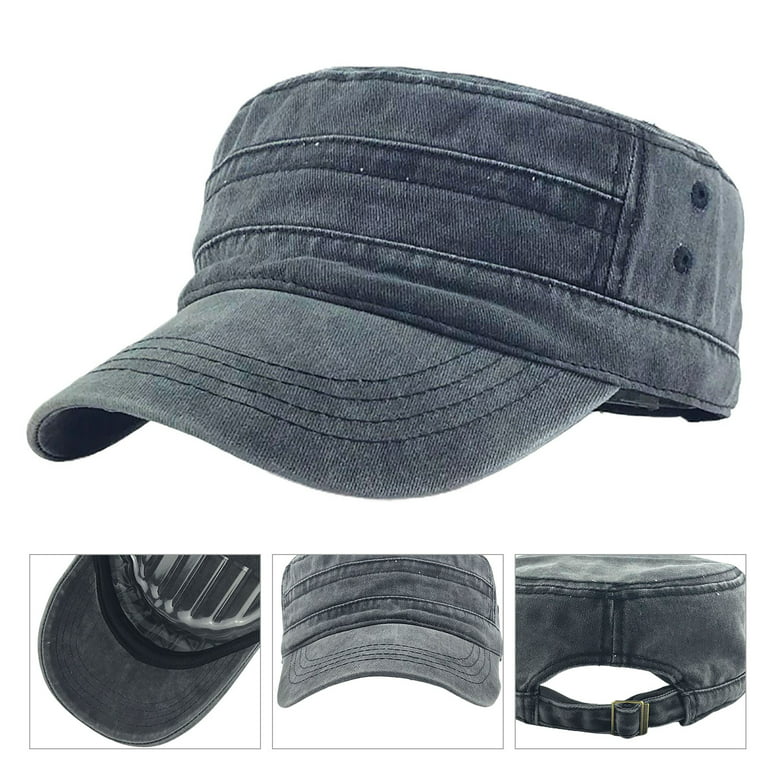 Casual Washed Cotton Flat Top Hat Adjustable Fisher Military Caps Men Women  Cadet Army Cap Unique Design Vintage Four Seasons 