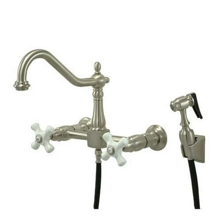 Kingston Br Heritage Double Handle Widespread Wall Mount Kitchen Kingston Br Heritage Double Handle Widespread Wall Mount Kitchen Faucet With Mounted Side Spray