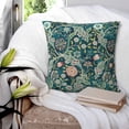 thumbnail image 5 of Teal Green Blue Vintage Floral Botanical William Morris Greenery Forest Fox Blue Green Decorative Throw Pillow Covers 18x18 inch Pillowcase Aesthetic Cushion Cover for Home Decor Sofa Living Room, 5 of 5