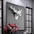 thumbnail image 4 of Cabeza de ciervo con astas colgantes, animal geométrico, montaje en pared, arte de pared, accesorios de arte blanco, 4 of 9