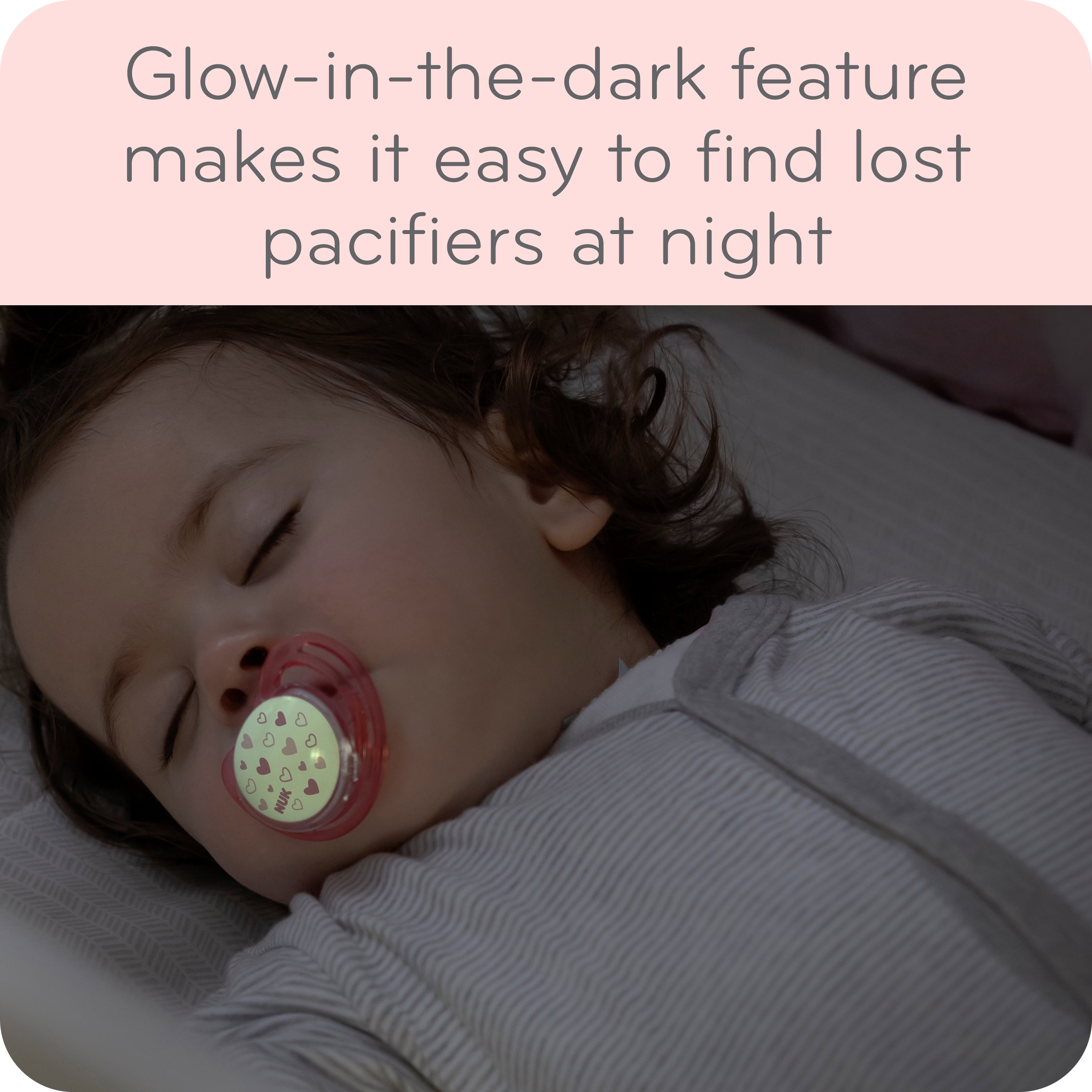 NUK Airflow Glow-in-the-Dark Pacifiers, 0-3 Months, 2-Pack