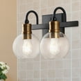 thumbnail image 5 of JONATHAN Y Marais 14.5" 2-Light Iron/Glass Rustic Vintage LED Vanity Light, Black/Brass Gold, 5 of 8