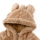 thumbnail image 3 of Gibobby Chamarra de manga larga para bebéChaqueta con capucha y forro polar con cremallera completa para niños pequeños y niñas, abrigo con orejas de , r(Caqui, 12-24 Meses), 3 of 5