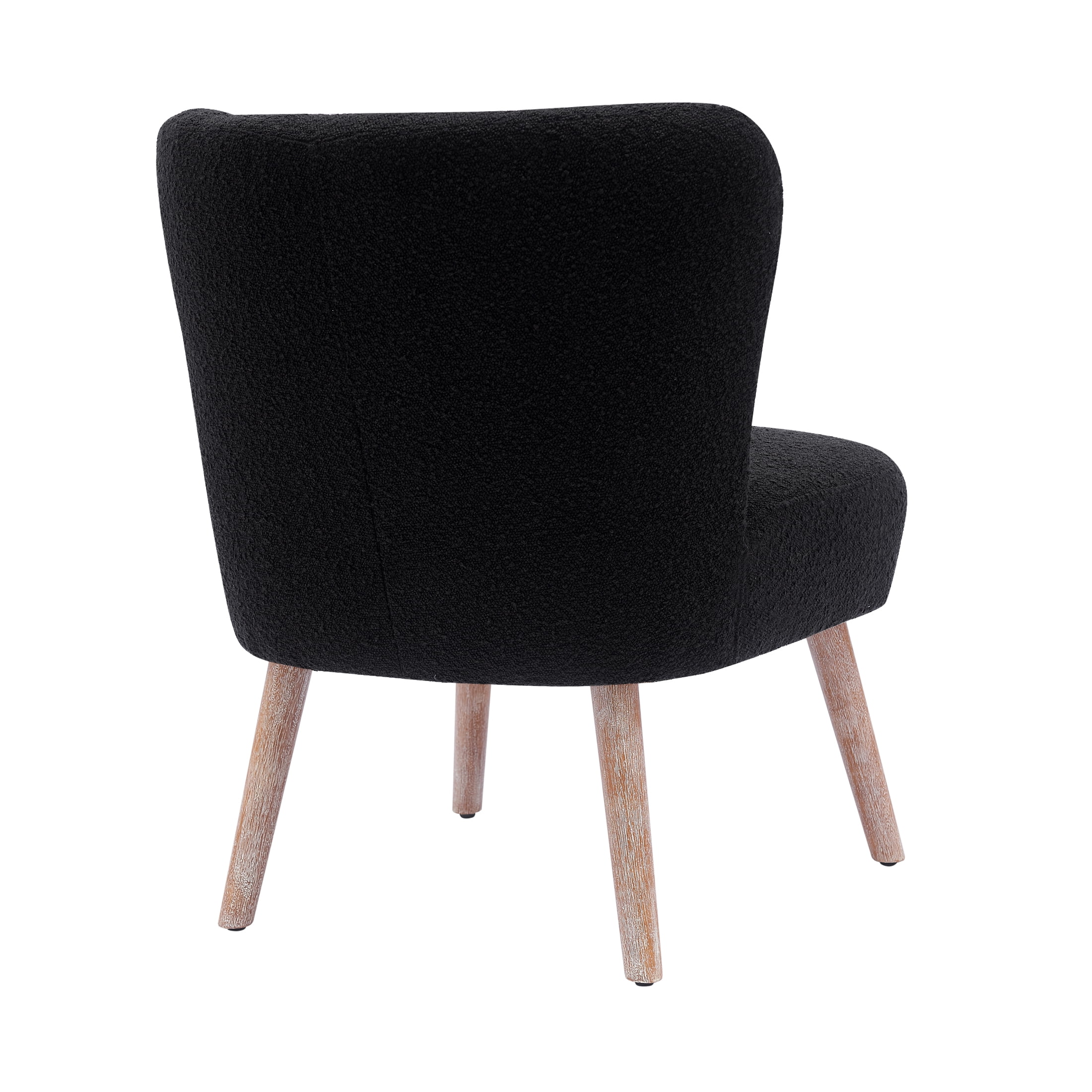 Modern 25" Wide Wingback Accent Chair with Water and Stain Resistant Boucle Upholstered Fabric, Black