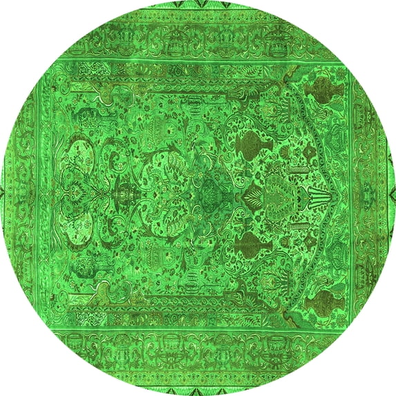 Ahgly Company Indoor Round Persian Green Traditional Area Rugs, 5' Round
