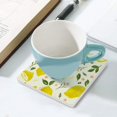 thumbnail image 5 of GZHJMY Square Drink Coasters, 4 Pcs Summer Lemon Fruit with Flowers Leaves Absorbent Ceramic Coffee Coasters for Drinks with Cork Base Housewarming Gift for Home Decor, 5 of 6