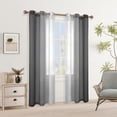 thumbnail image 2 of XWZO Faux Linen Sheer Curtains 84 inches Set of 2, Gradient Semi Sheer Grommet Top Drapes for Bedroom and Living Room, Ombre Voile Window Curtain Panels, 42 x 84 Inch, Black, 2 of 9