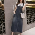 thumbnail image 4 of Women's Casual Loose Fit Denim Midi Dress with Adjustable Straps Flattering Overall for Everyday Wear, 4 of 7