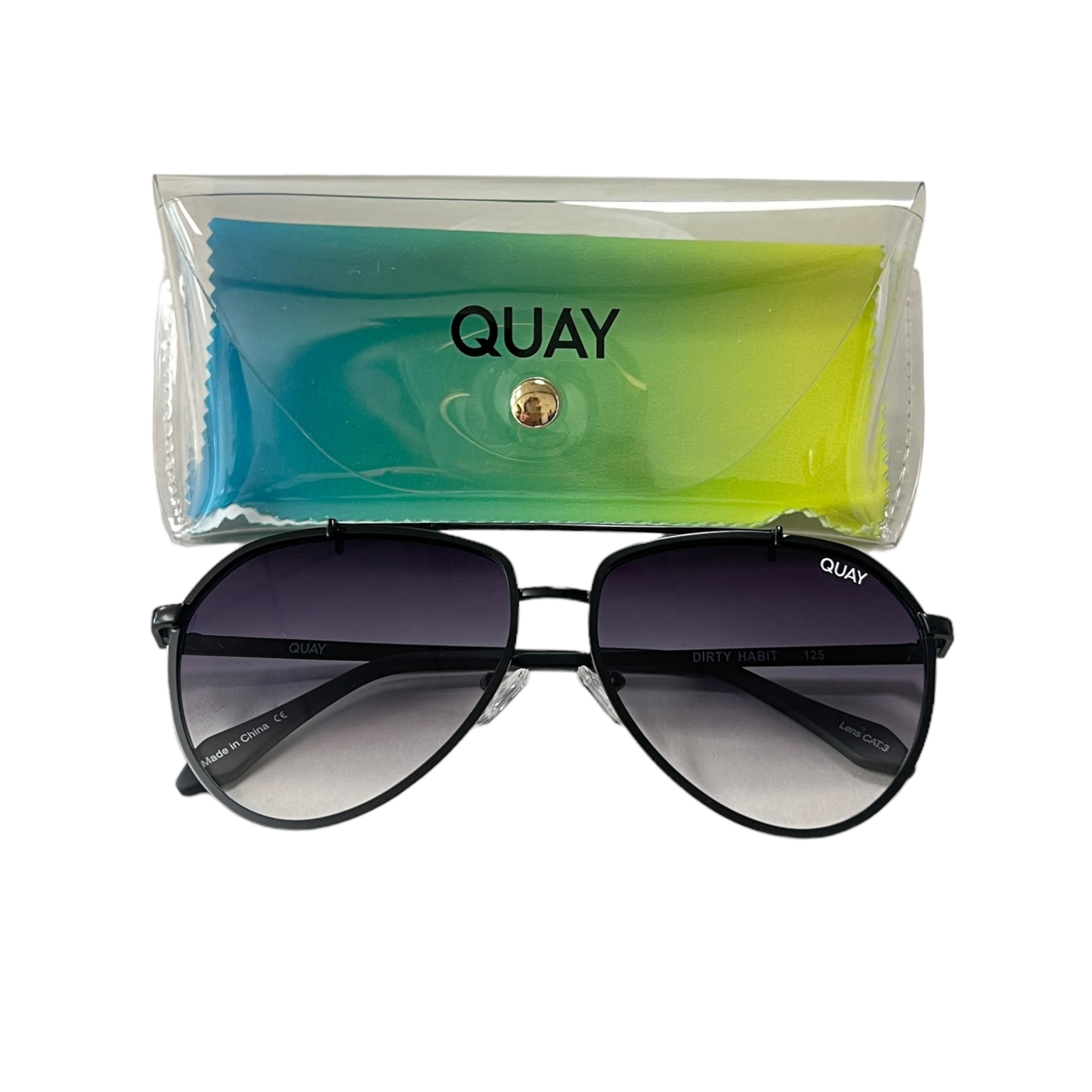 Quay Australia Dirty Habit Sunglasses Oversized Aviators Matte Black Fade c2522355-db2e-47e3-8396-  main image 2
