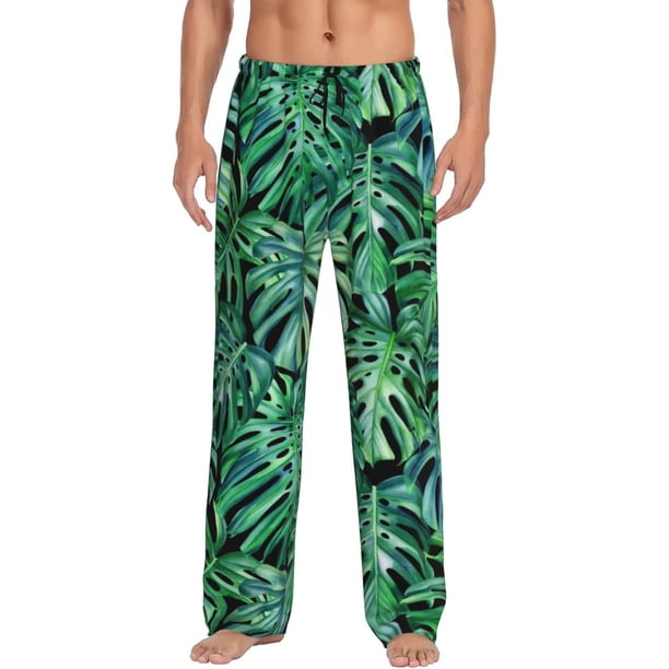 Balery Monstera Leaves Pantalones de pijama para hombre, pijama ultraligero, pantalón de descanso-Medium