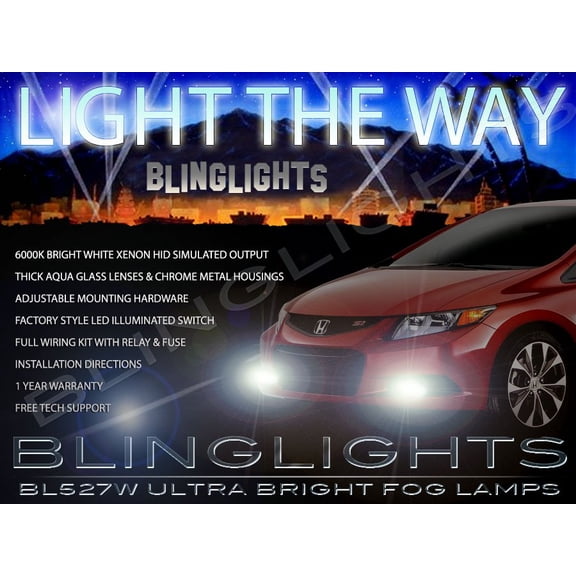 For 2012 2013 2014 2015 Honda Civic Fog Lamps Driving Lights Kit