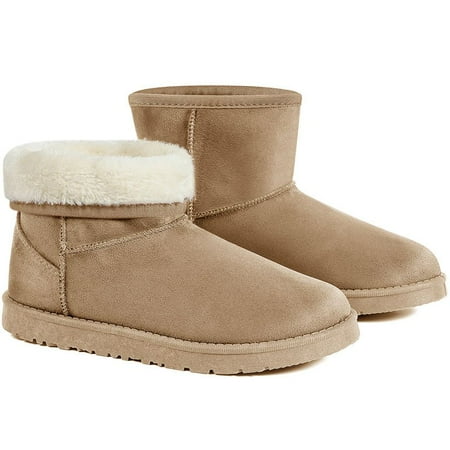 

JOSINY Women‘s Autumn And Winter Fleece Cotton Shoes Waterproof Snow Boots White Short Cotton Boots