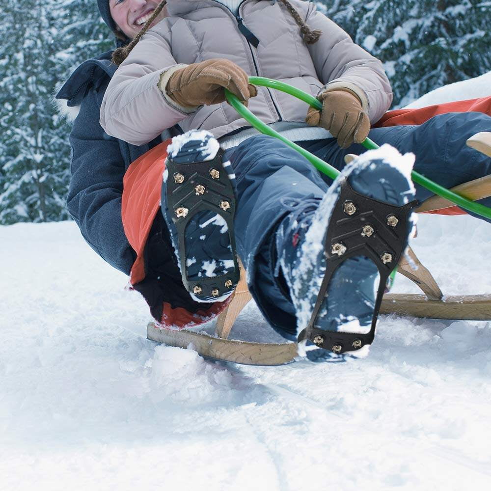 1pair 8 Nails Teeth Ice Shoe Clamp Snow Traction Ice Cleats Traction Ice Stud Shoes Non slip Overshoes Grip For Ice Snow Hiking
