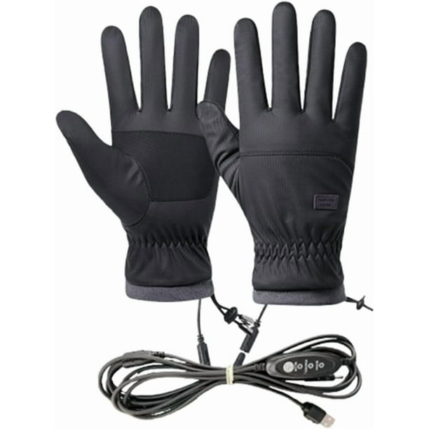 Guantes térmicos calefactables con alimentación por USB | Calentadores de manos impermeables y resistentes al viento para invierno con compatibilidad con pantalla táctil y 3 niveles de calor