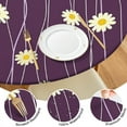 thumbnail image 4 of Daisy Pattern Round Tablecloth with Elastic Edge, Waterproof-Like Polyester, Fits 44-52 Inch Round Table, 4 of 7