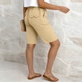 thumbnail image 4 of Women's Solid Color Casual Drawstring Sports Shorts with Pockets Summer Beach Travel Wear Khaki XL, 4 of 8