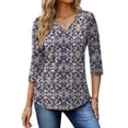 thumbnail image 2 of Fantaslook V Neck T Shirts for Women 3/4 Sleeve Tunic Tops Dressy Casual Blouses Boho Basics Tee Summer Fall Clothes, 2 of 8