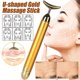 thumbnail image 1 of Masajeador facial de pulso de oro de 24 quilates Beauty Bar, herramienta de masaje facial vibratorio eléctrico portátil en forma de T para pieles sensibles, 1 of 5