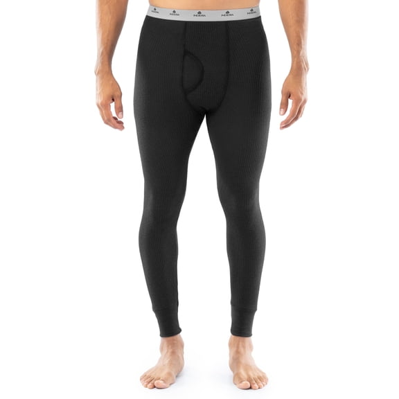 Indera Men's Traditional Long Johns Thermal Underwear Pant, Black, Small