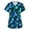 Blue, variant on Halloween Scrub Top for Women, Glowing Pumpkin & Magic Potion V-Neck Medical Uniform with Pockets, Loose Fit Short Sleeve Nurse Tunic, 1 Piece Blue S