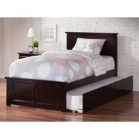 Madison Twin Platform Bed with Matching Foot Board with Twin Size Urban Trundle Bed in Espresso
