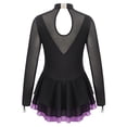 thumbnail image 4 of Raenseen Figure Ice Skating Dress for Girls Mesh Long Sleeve Sparkly Rhinestones Gymnastics Leotard Ballet Dance Outfit Purple 8, 4 of 7