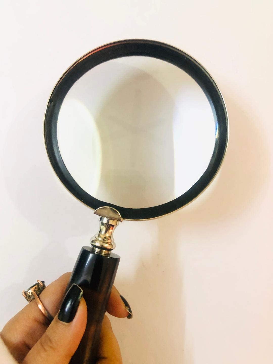 Nautical India Nickel Magnifier Lens Dia 4" Magnifying Glass for Reading and Study Decorative Item Handheld Magnifying