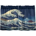 thumbnail image 2 of GZHJMY Sea Wave Half Window Tier Curtains 36 Inch Blackout Thermal Insulating Kitchen Linen Tier Curtains for Kitchen,Bathroom,Cafe, 2 of 7